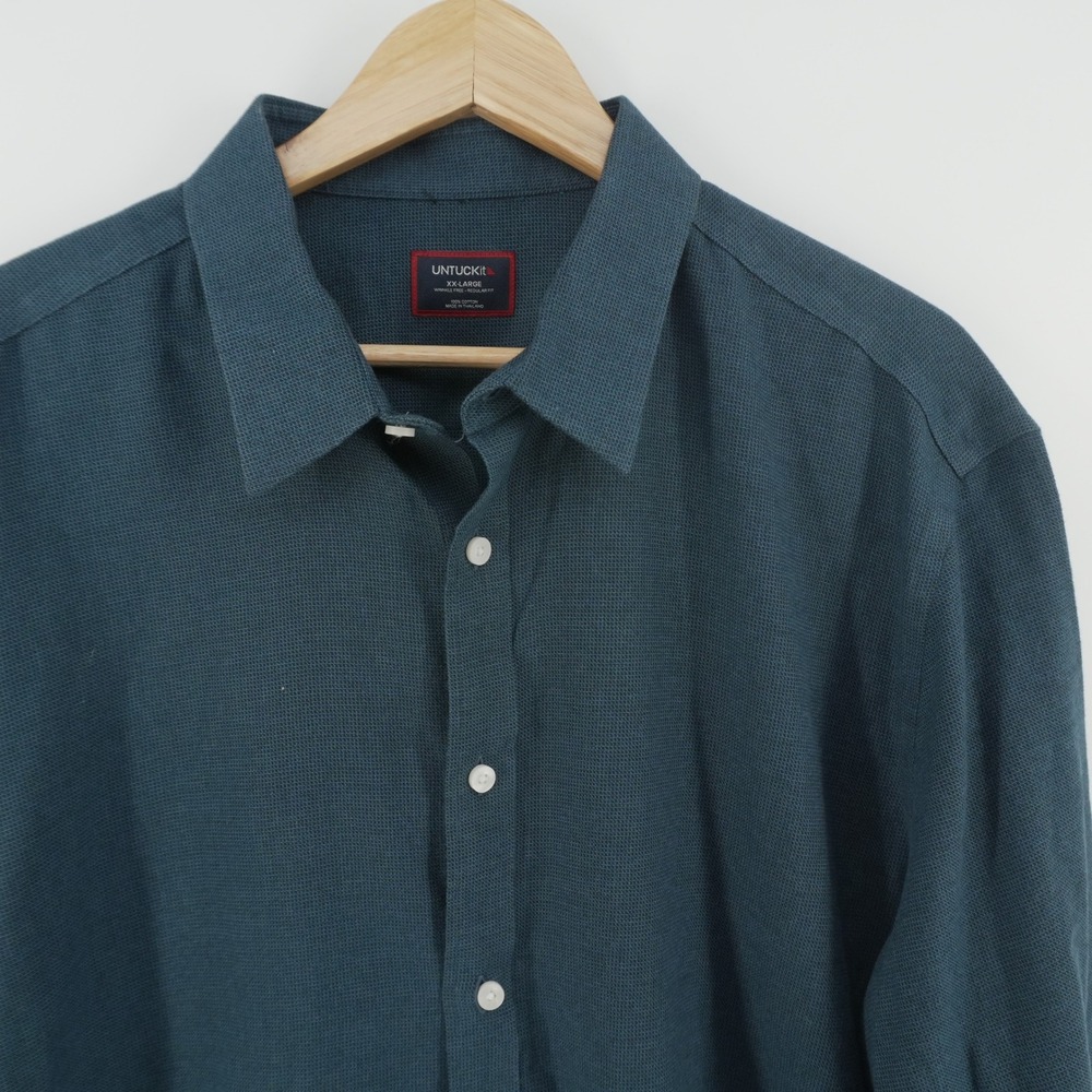 UNTUCKit Button Down Shirt Mens XXL Blue Veneto-WF Wrinkle Free Regular Fit